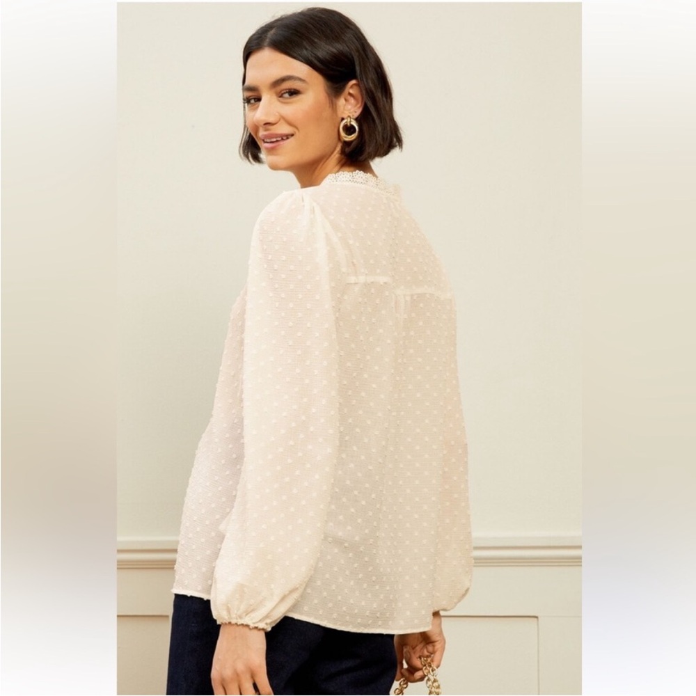 J.Crew Factory Romantic Chenile Dotted Peasant Blouse